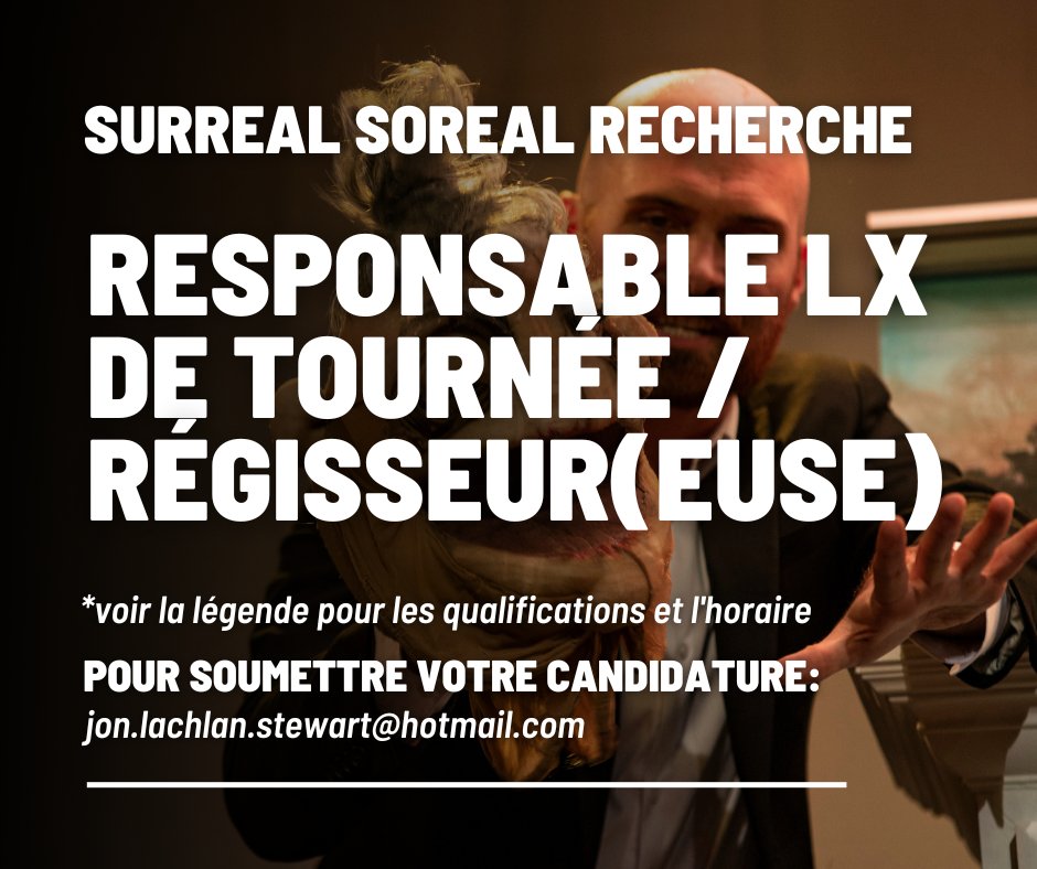 𝗔𝗣𝗣𝗘𝗟 𝗗𝗘 𝗖𝗔𝗡𝗗𝗜𝗗𝗔𝗧𝗨𝗥𝗘 ✨ 
RESPONSABLE LX DE TOURNÉE / RÉGISSEUR(EUSE)

drive.google.com/drive/folders/…

Pour toute question, contactez <a href="/LachlanJon/">Jon Lachlan Stewart</a> : 
jon.lachlan.stewart@hotmail.com