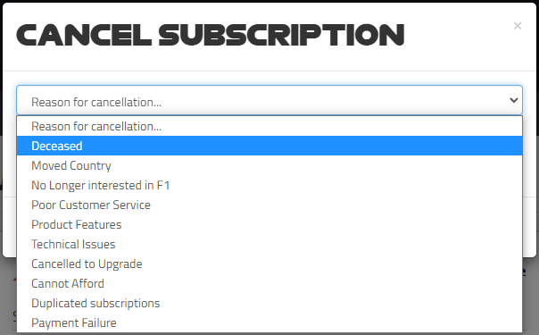 Yash__Purohit's tweet photo. Trying to rationalise how I would click "deceased" as a reason for cancelling a subscription https://t.co/9krAT2ozGZ