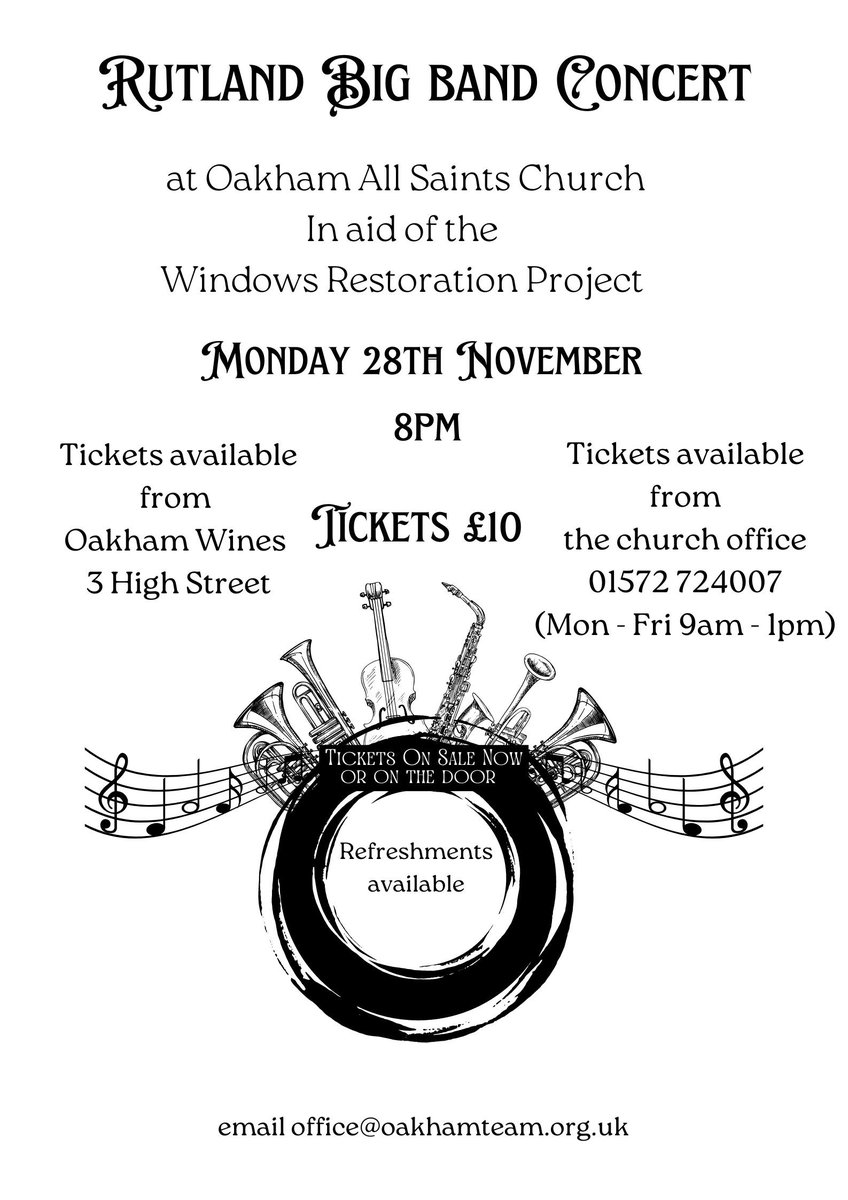 #livemusic #oakham 28 Nov, a full 18 piece big band. Come along! #rutland