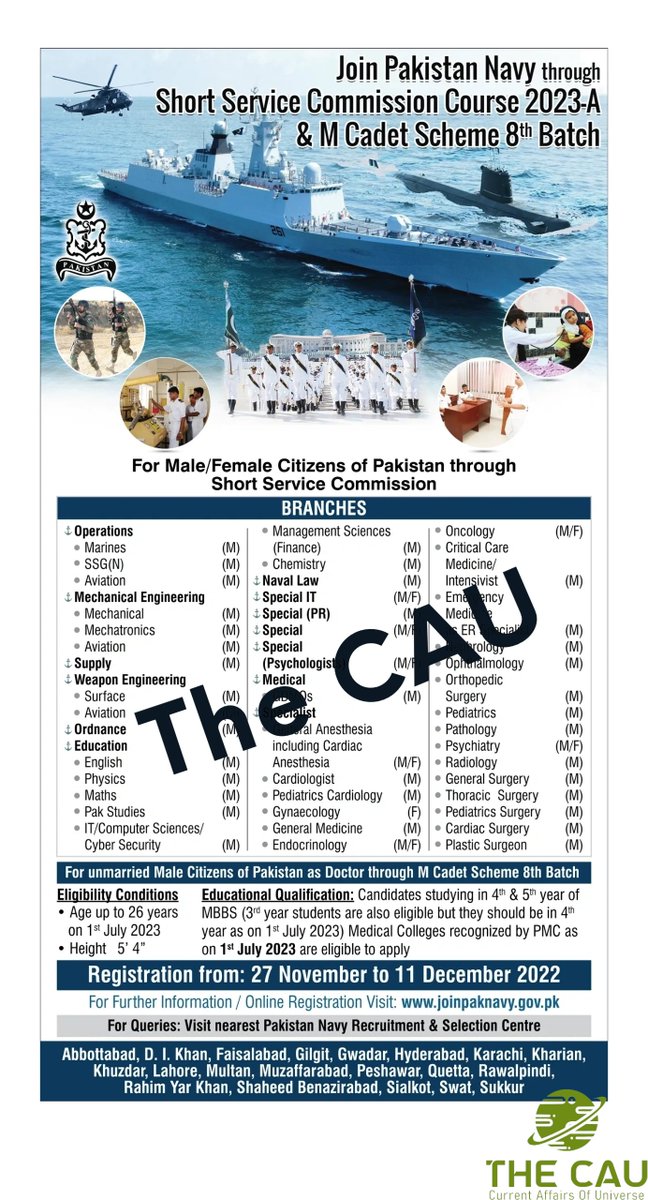 TheCAU4's tweet photo. #New #JobAlert | Pakistan Navy | Multiple Vacancies | Males/Females | Deadline December 11 2022.

Department: Pakistan Navy 
Education Require:  Inter, Bachelors, Master, M.phil, MBBS, and Onwards 
Age Limit: 21-35 Years

https://t.co/HBoqJDcs4S https://t.co/UJeCm1Rh39