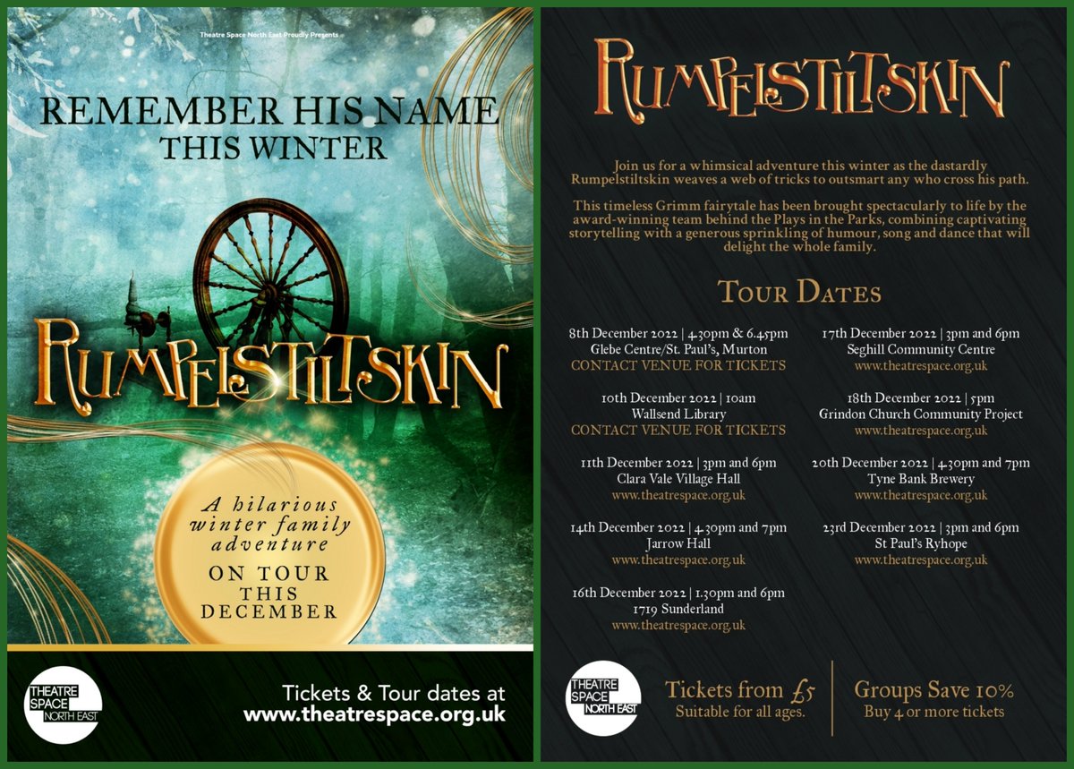 To round off an amazing year...we head into rehearsals for our winter tour of RUMPELSTILTSKIN tomorrow! Where does the time go?? It's beginning to look a lot like... 🤫

Visit theatrespace.org.uk to grab your tickets. It's going to be fun!

#RememberHisName 
#NEtheatre