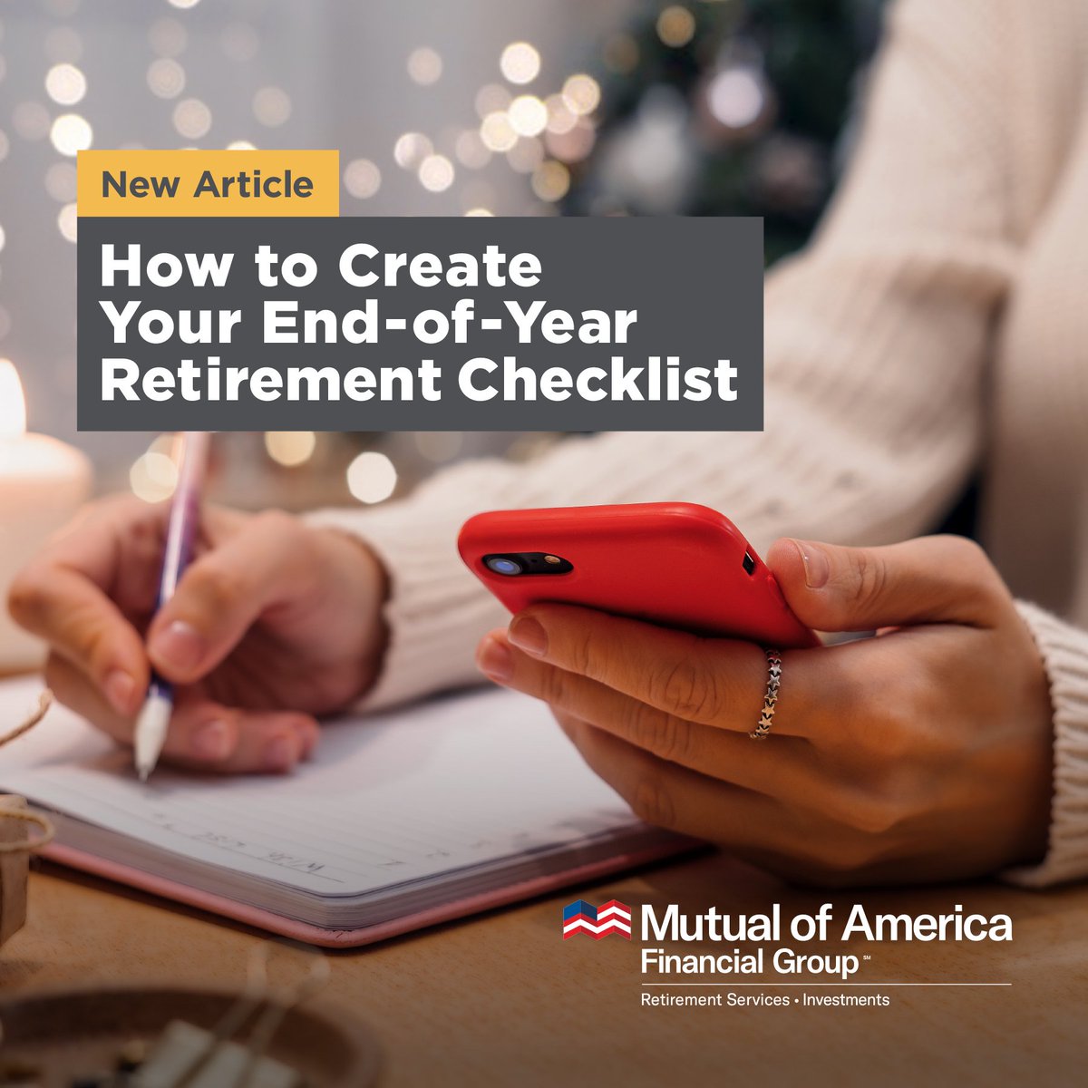 MutualofAmerica's tweet photo. Now is a great time to create a #retirement to-do list for 2023. Here are 5 tips to get you started https://t.co/ewEfVhWyX1
#PlanningforRetirement #2023Goals https://t.co/hQProSLryK