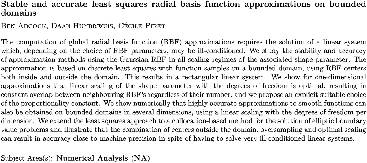 arxiv.org/abs/2211.12598…
B Adcock et. al.
Stable and accurate least squares radial basis function approximations
  on bounded domains