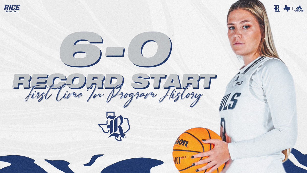 RiceWBB's tweet photo. 6️⃣-0️⃣ FOR THE FIRST TIME IN PROGRAM HISTORY!!!

#GoOwls👐 x #AtOwlCost https://t.co/2slWsS9qRr