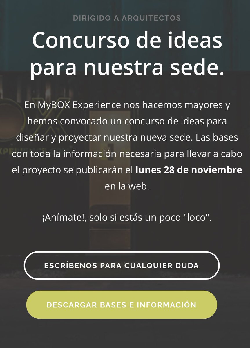wearemybox's tweet photo. Ya podéis descargar las bases del concurso de arquitectura para nuestra nueva sede en https://t.co/h7QX67RqV0 https://t.co/CiXEmJ4C5O
