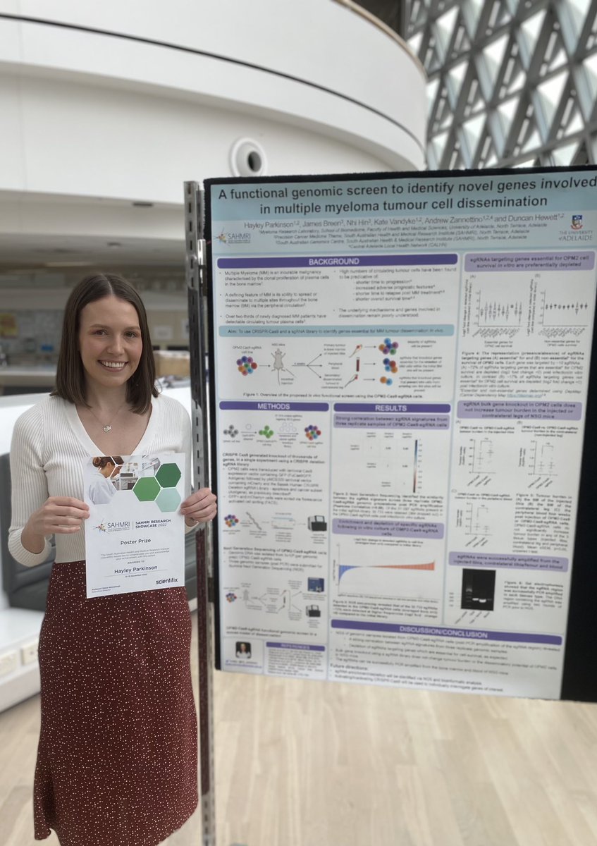 A little late to the Tweeting game, but super excited to have won the SAHMRI poster presentation! Thanks <a href="/sahmriAU/">SAHMRI</a> for the opportunity to present 🥳👩‍🔬