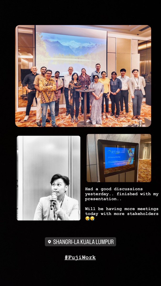 22Sanada's tweet photo. Had a good discussions yesterday.. can relax a bit since dah habis presentation.. but will be having more meetings with more stakeholders today #FujiWork
*working on Sunday and Public Holiday ๐ญ๐ญ.. well, at least can ask for replacement leave for 2 days lah.. https://t.co/7nF0giBUpT