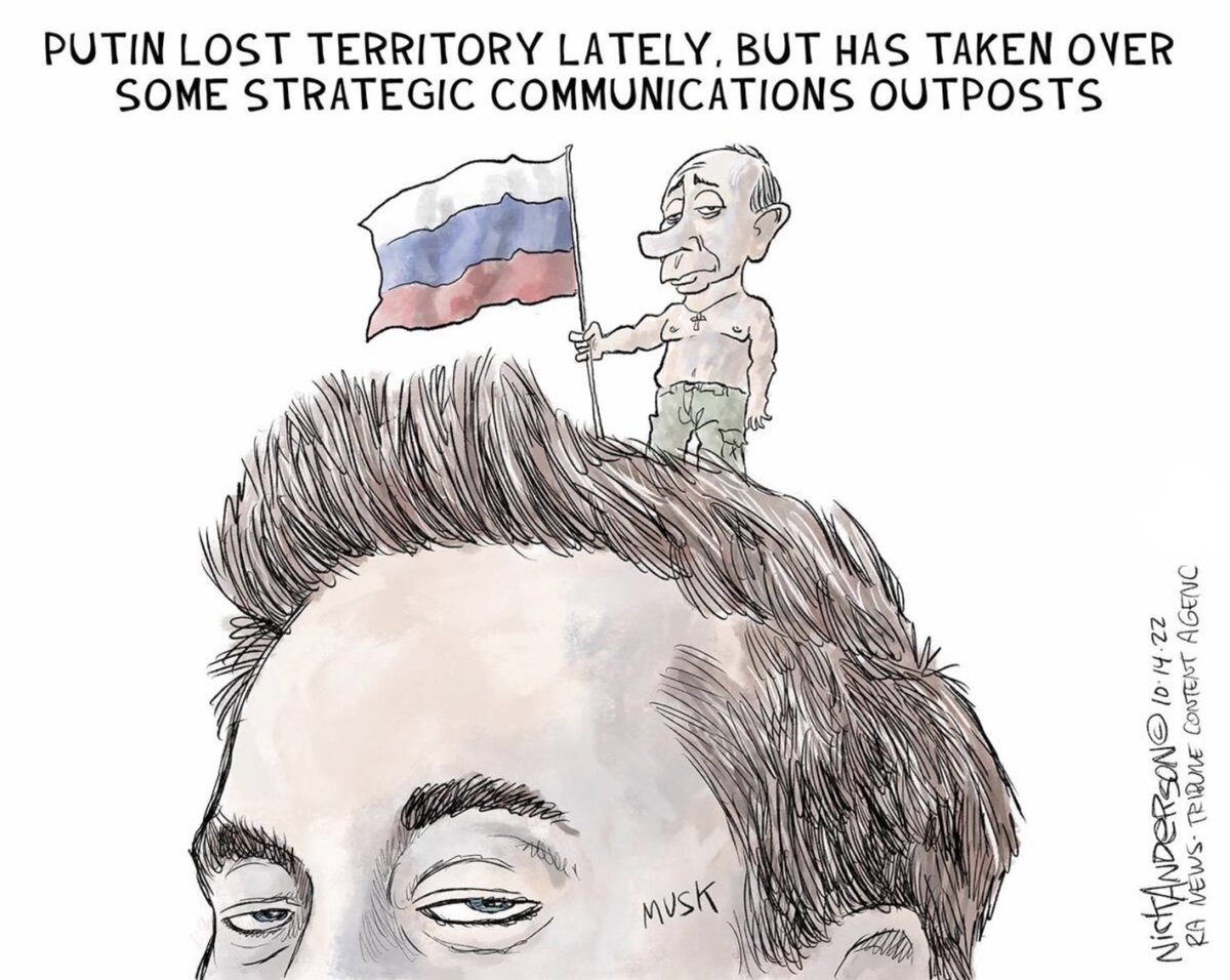 yonnimus's tweet image. Elon opens his mouth, but Putin's words come out