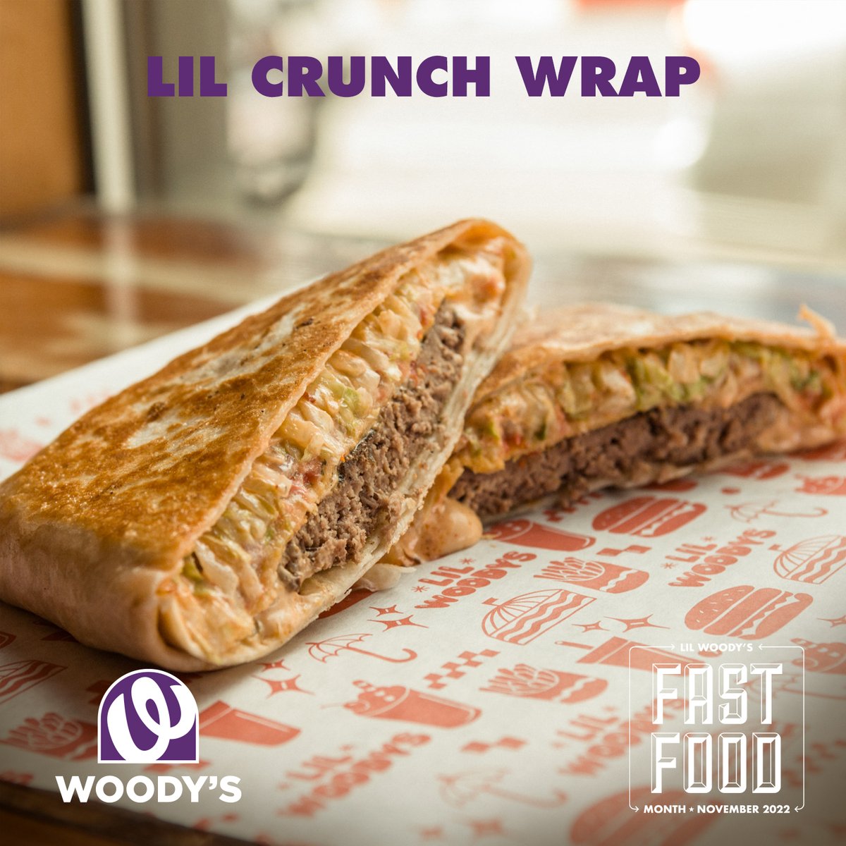 lilwoodys's tweet photo. Tomorrow's the last day to get the #LilCrunchWrap! 

1/4lb Royal Ranch Grass Fed Beef, Lil Woody's House-Made Queso, Chipotle Mayo, Shredded Lettuce, Pico de Gallo, Tostada, All Wrapped Up in a Tortilla and Grilled.

The 4th burger of #LilWoodysFastFoodMonth https://t.co/62LZiKTunO