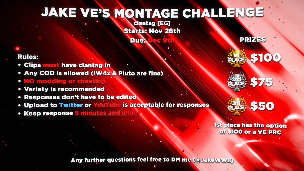 Jake VE Montage Challenge!
Rules listed below. 
Y’all have fun. 🤠🍻