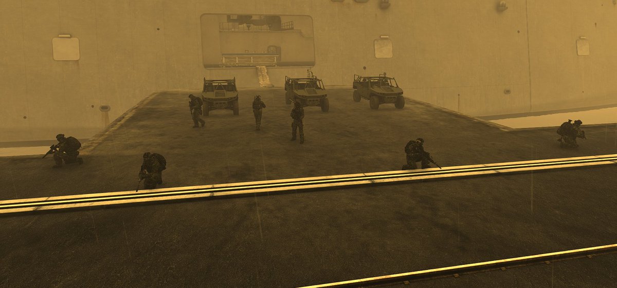 Docking in a contaminated area in order to restore order in the lawless areas for the benefit of an allied government. 

#milsim #arma3