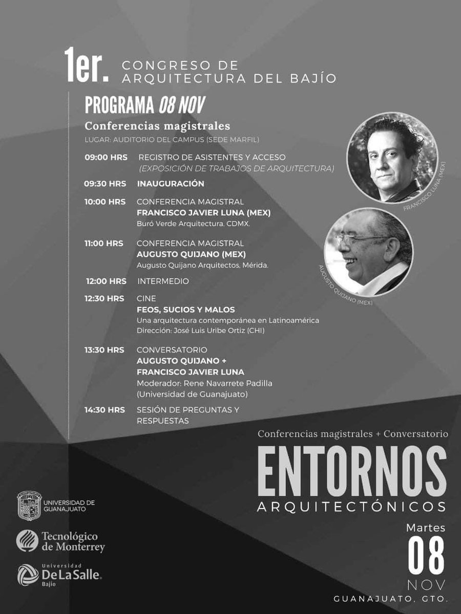 buroverde's tweet photo. El Arq. @alterluna participó con el Arq. Augusto Quijano en el 1er Congreso de Arquitectura del Bajío en la @UdeGuanajuato con conferencia magistral y conversatorio.
Resultando una enriquecedora experiencia.
Felicidades a los organizadores y agradecimientos a los asistentes. https://t.co/V7gTQBDz5e