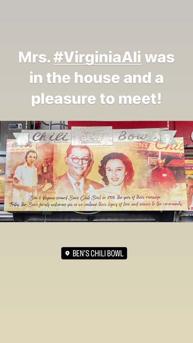 ladyandthepepp1's tweet photo. I finally got to visit @benschilibowl in #WashingtonDC and the classic #halfsmoke #chilidogs were DELISH! Mrs. #VirginiaAli was a pleasure to meet. They have been around since 1958! I'm glad to have finally got the chance to taste a piece of DC's history 😋#ladyandthepepper🌶 https://t.co/FQiy9R0m4p