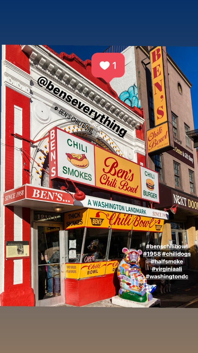 ladyandthepepp1's tweet photo. I finally got to visit @benschilibowl in #WashingtonDC and the classic #halfsmoke #chilidogs were DELISH! Mrs. #VirginiaAli was a pleasure to meet. They have been around since 1958! I'm glad to have finally got the chance to taste a piece of DC's history 😋#ladyandthepepper🌶 https://t.co/FQiy9R0m4p