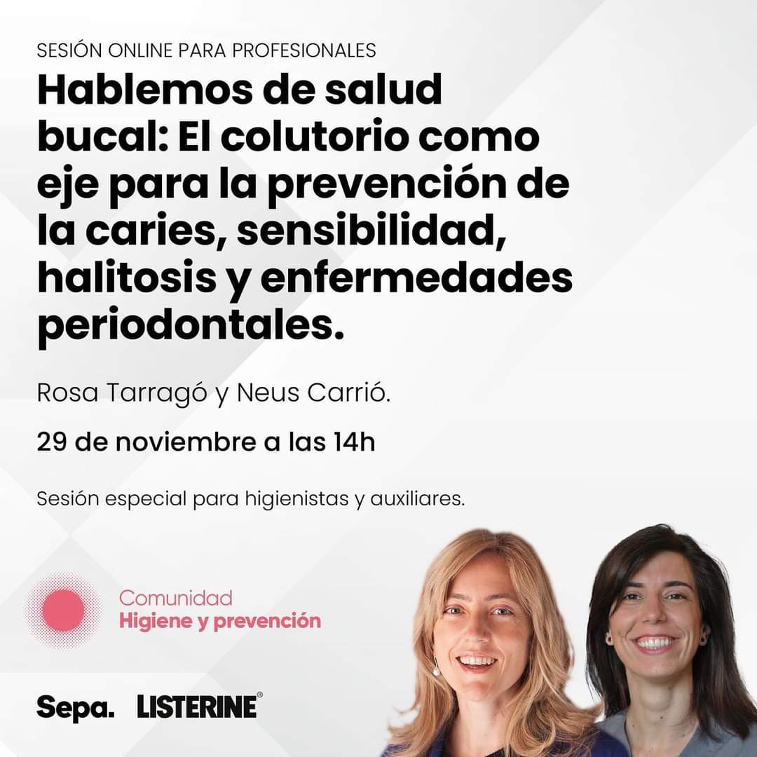 🎯CURSO ON LINE EVIDENCIA CIENTIFICA COLUTORIOS EN CARIES, SENSIBILIDAD, ENFERMEDAD PERIODONTAL Y HALITOSIS

📌Inscribete al próximo webinar 👇

✔Martes 29 noviembre. 14:00h

Inscripciones gratuitas: academyplus.es/webinar/hablem…

<a href="/SEPAperiodoncia/">SEPA</a> @LISTERINE_jjkk