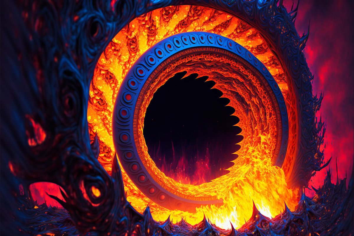 BlightEdict's tweet photo. The Maw

#horror #horrorart #ai #aiart #midjourney #midjourneyart #darksynth  #nft #cyberpunk #hellscape #artwork #art https://t.co/leIMS5WCWK