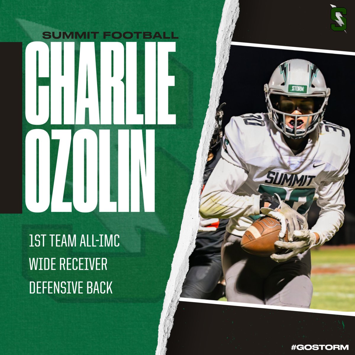 Senior Charlie Ozolin

1st Team Wide Receiver and Defensive Back