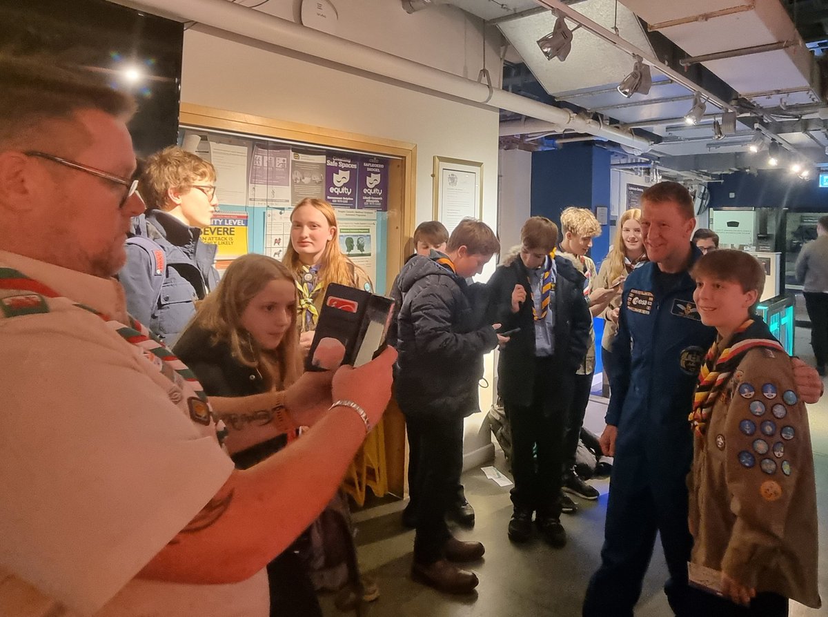What a spell binding story from <a href="/astro_timpeake/">Tim Peake</a> on #myjourneytospace. 
14 Scouts from all over Wales met Tim and asked questions and shared stories after the show.
Thank you Tim, we were very excited to spend time with you.
#SkillsForLife