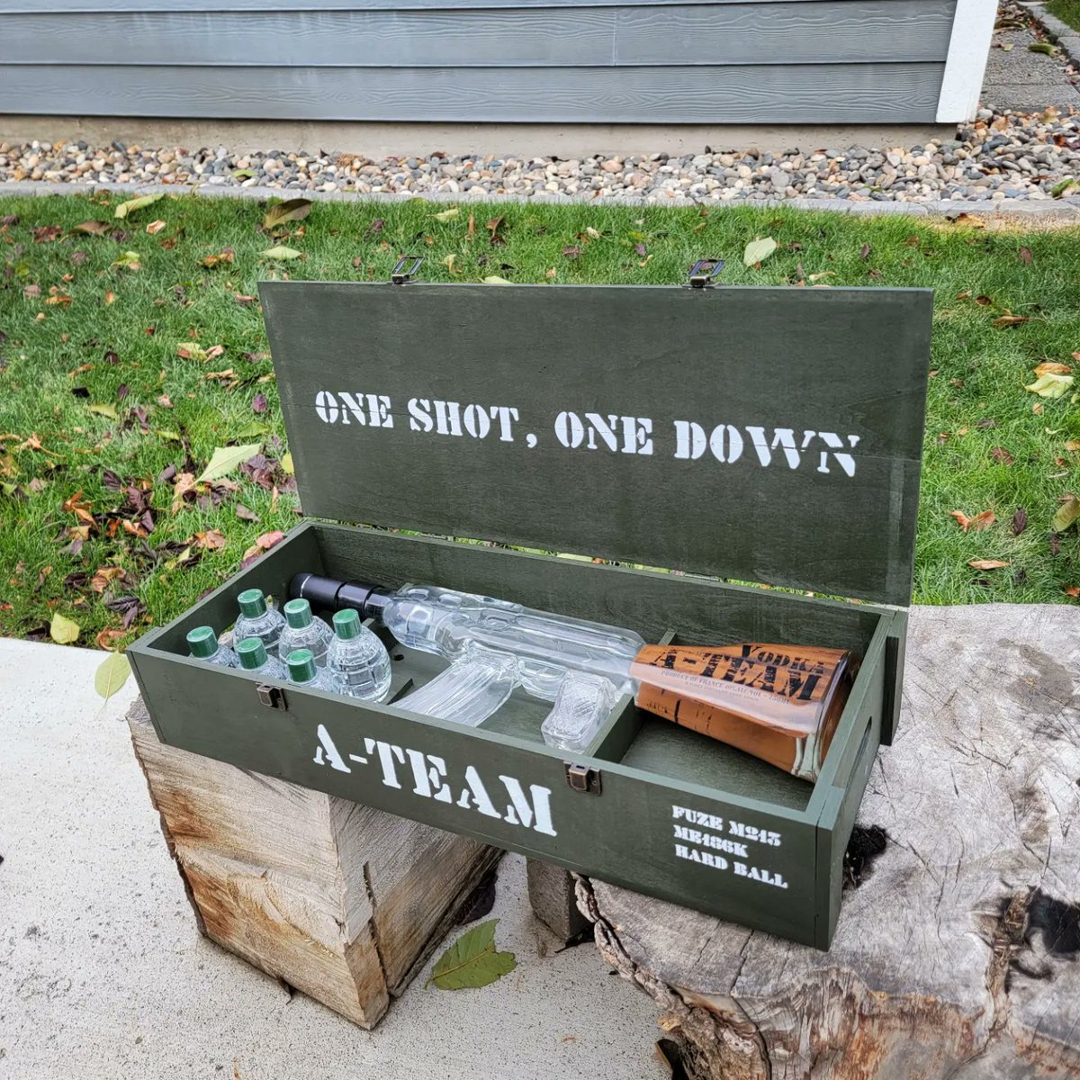 JamesSt_PNW's tweet photo. My parents surprised me with this incredible set of glass grenades and AK-47 filled with vodka. Going to show &amp; taste test on my YouTube channel in the coming weeks. https://t.co/SPod8Qg5YR