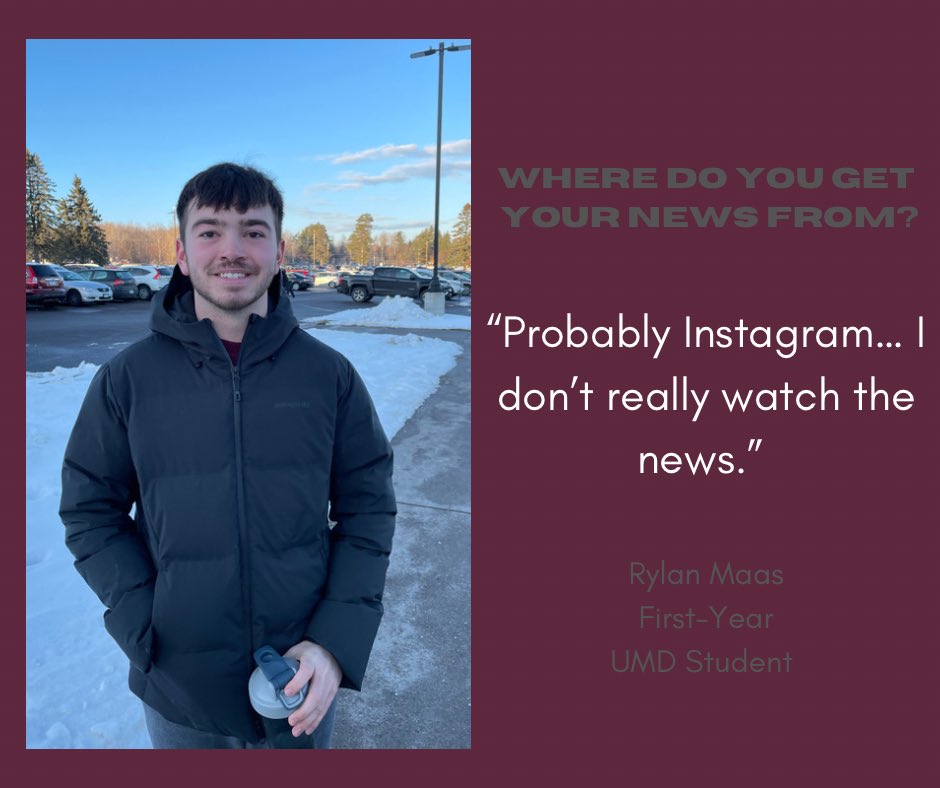erni_mae's tweet photo. Students- where do you get your news from? How about from social media? This is what UMD First-Year student Rylan has to say: https://t.co/U4sNEDxFB6
