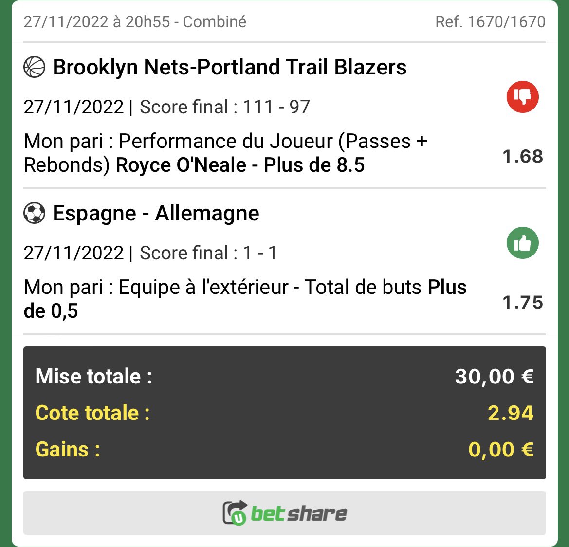 stanlyon2's tweet photo. @UnibetFrance Bonsoir, problème de paris perdant https://t.co/Gho7GavI6M