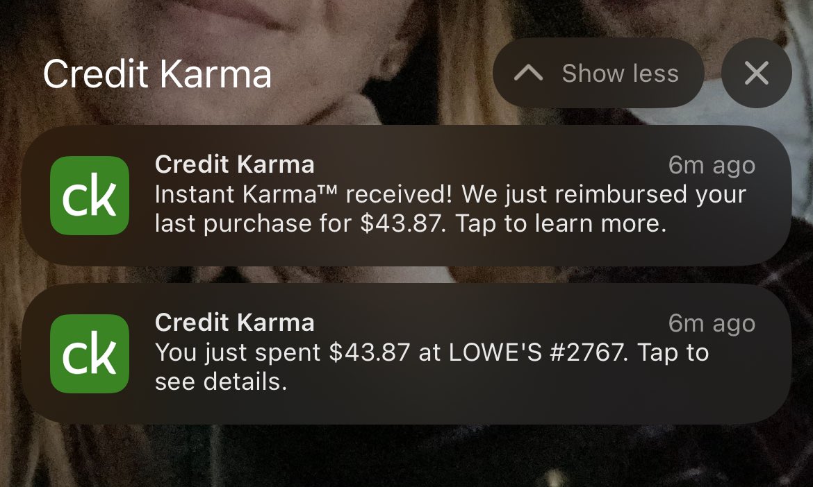 fucky0utaylor's tweet photo. the best thing about the credit karma debit card 🥹 thank you @creditkarma https://t.co/BUyZ9Dy8Ps