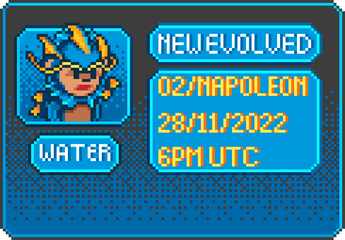 Bangkitha's tweet image. Tonight,
Matatas found a mysterious stone that has a clear and light blue color behind the the waterfall. stone water drops made a reaction in their bodies
WHAT ? 
Matata is evolving ! 
...
...
...

Tadaa...Matata evolved into Napoleon !
link in last 10 mins before edition live.