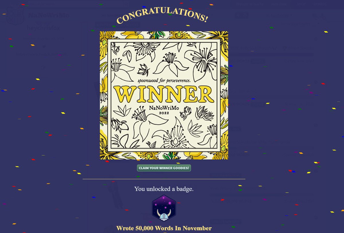 heychrisfox's tweet photo. Ladies and gents, we did the diddle. 
#NaNoWriMo #NaNoWriMo2022 https://t.co/mFe5rxy8dK