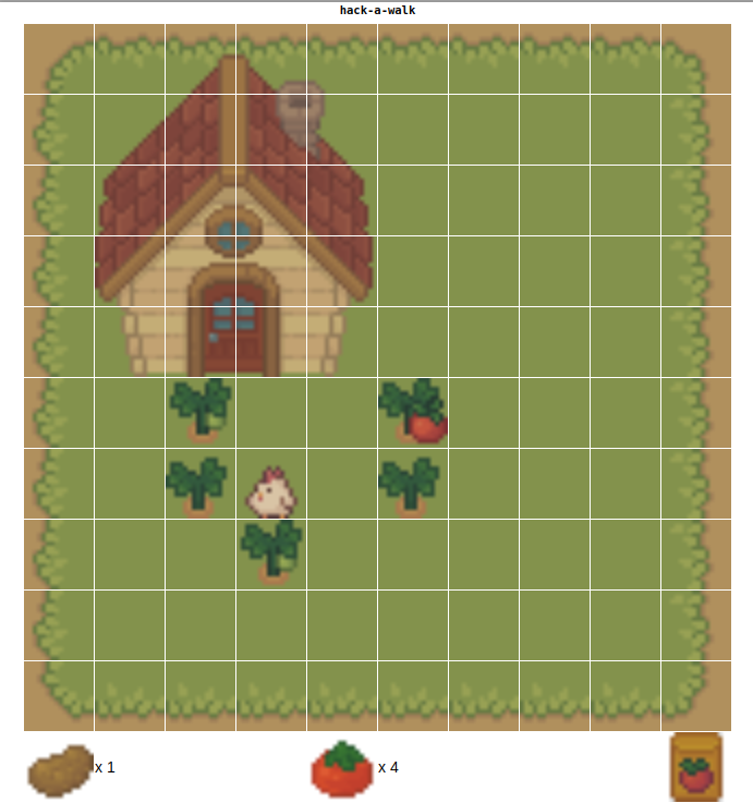 unchoke's tweet photo. Hack-A-Day, Day 27 (again). Hack-A-Farm. https://t.co/xSdKbPM50f Admire your house and plant two types of crops as a chicken. https://t.co/AiOwheS7Oa