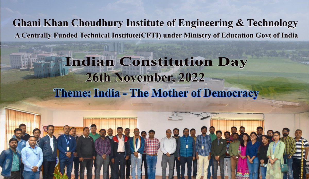 gkciet_malda's tweet photo. GKCIET Malda celebrated National Constitution Day on 26th November, 2022. 
A seminar was organized on this auspicious occasion.
Theme: India - The Mother of Democracy
Speaker: Mr. Chandan Roy, Assistant Professor, Malda College, Malda. https://t.co/E3zu0f6vf9