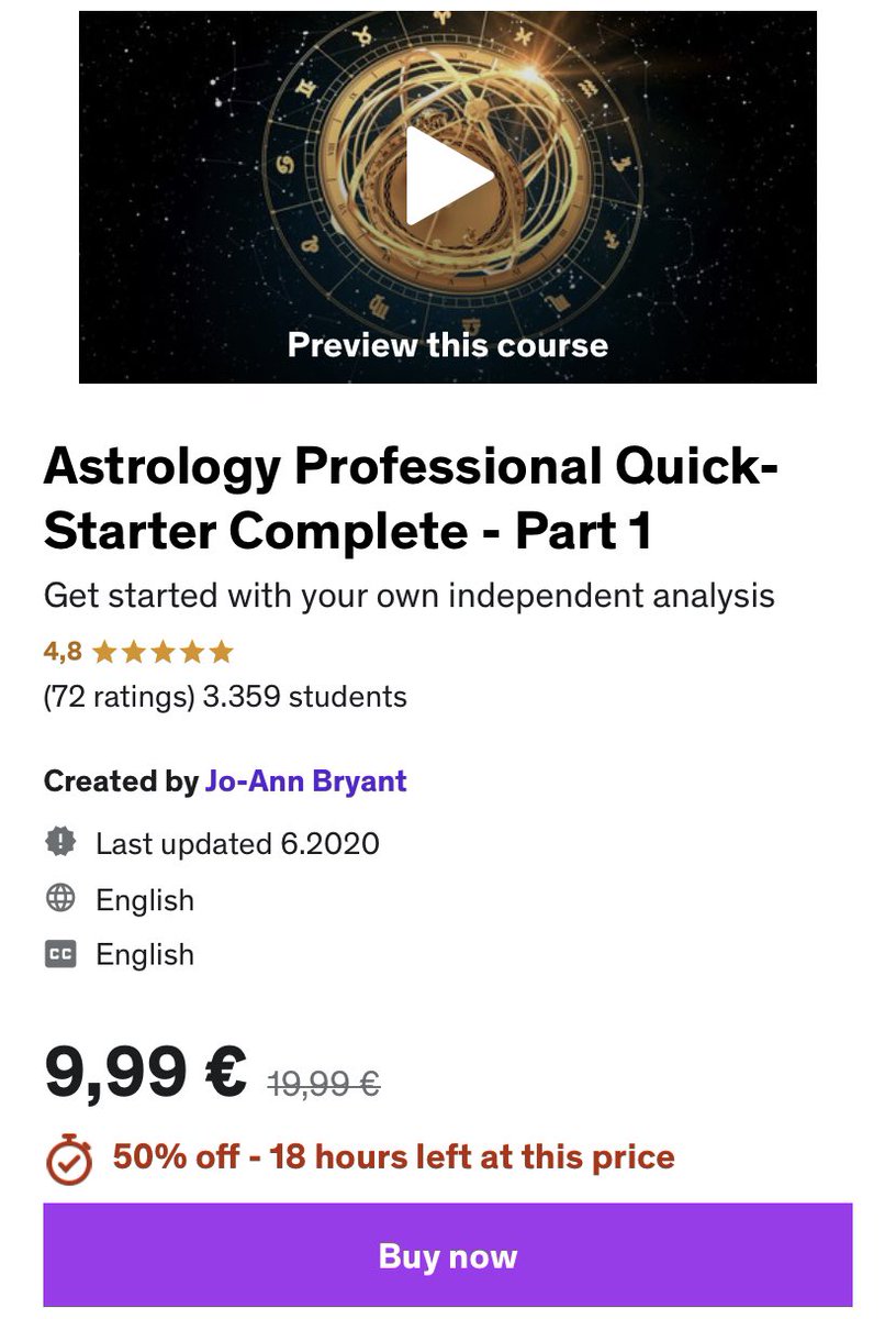 JoAnnBryant_'s tweet photo. Astrology Professional Quick Starter
#course

For a limited time -50% off 
only $ 9.99
#blackweek #BlackFridayWeek 

@udemy @MyUdemyCoupons 
https://t.co/1I1d6LpExK https://t.co/3UH3Jr6zUu