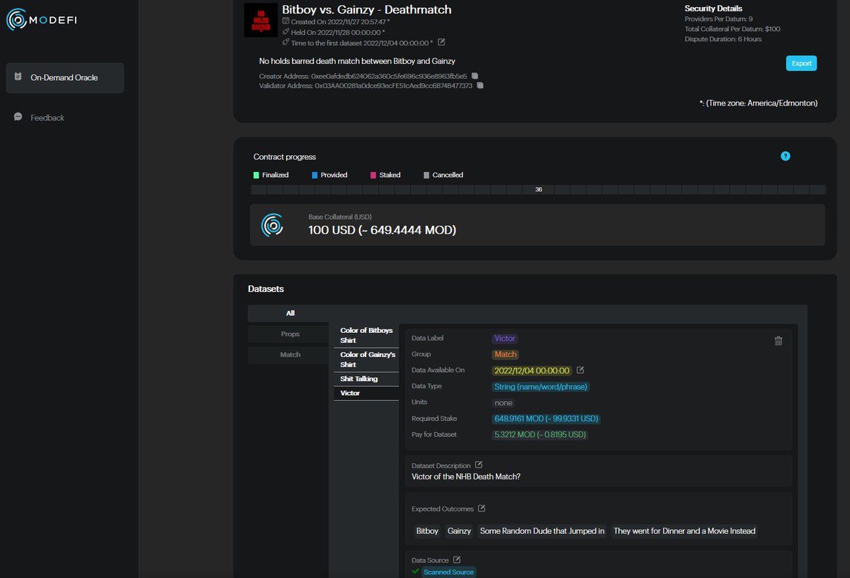 Ryan_Modefi's tweet photo. @Bitboy_Crypto @gainzy222 @Modefi_Official is making it possible to place wagers in a decentralized manner using the On-Demand #Oracle

I mean who would want to miss out on this action?! Even @gainzy222 could bet on his own match 🤣

#P2P #Wager #Letsgetreadytorumble https://t.co/pDRzS8ECcl