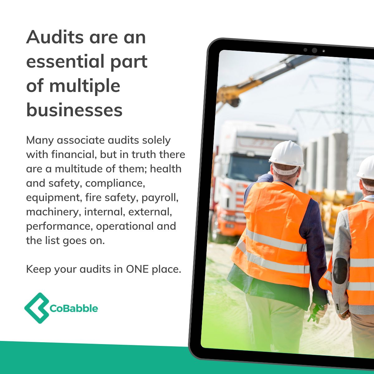 Setup &amp; schedule essential audits. Know that on that date &amp; time the audit reminder will be sent to the person responsible. The entire audit will be available to them on their smart device, they fill it out, assign issues in real time, then submit &amp; sign with a digital signature