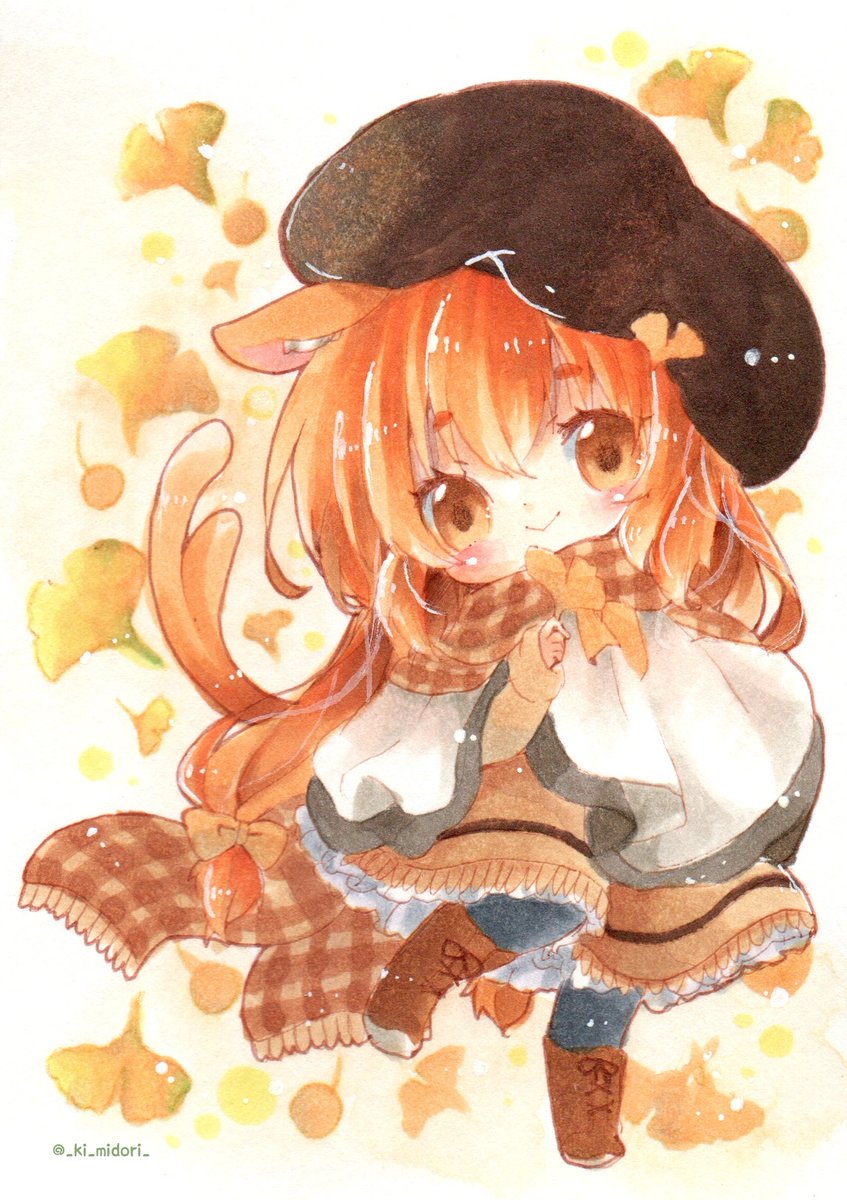 「秋色おれんじ猫さん。 」|きい(きみどり)のイラスト