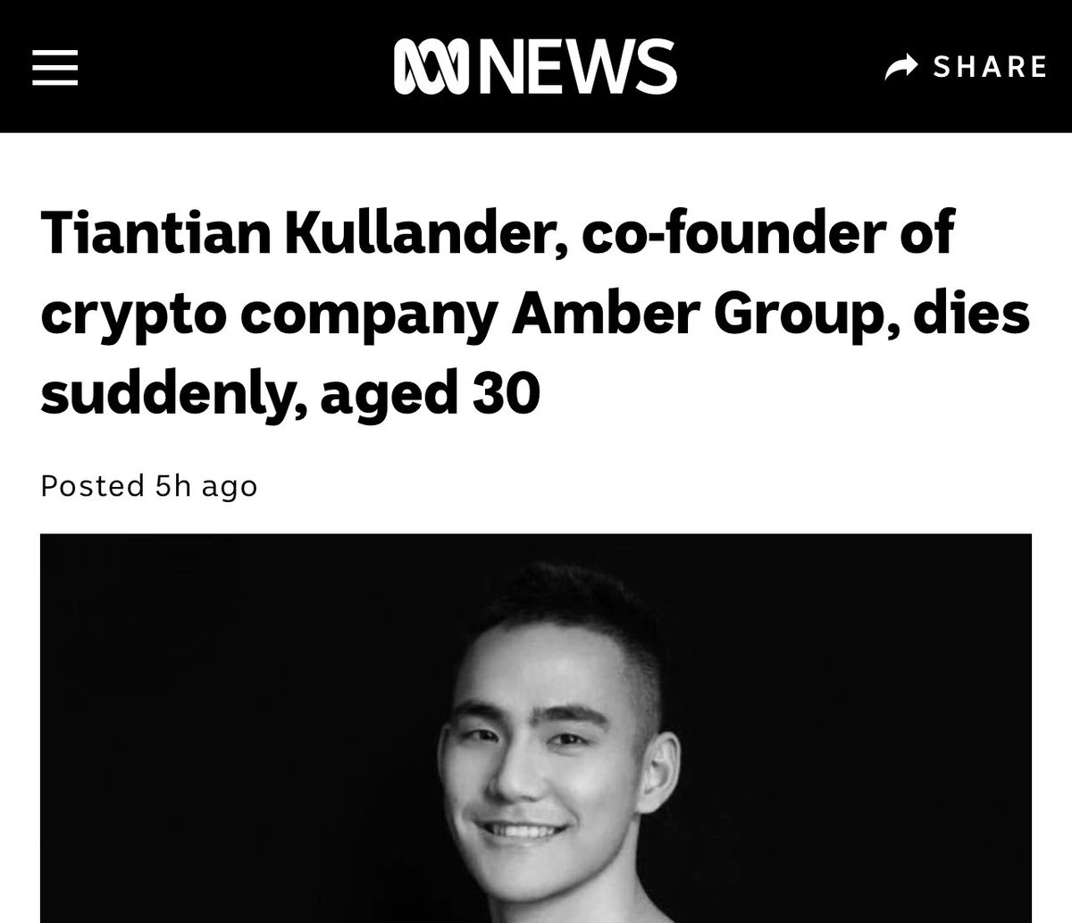 StephenPunwasi's tweet photo. A lot of people don’t know this, but the number one cause of death for ultra high net worth people 30 years old or younger, is exposure to cryptocurrency. https://t.co/yAqk6bSn1i