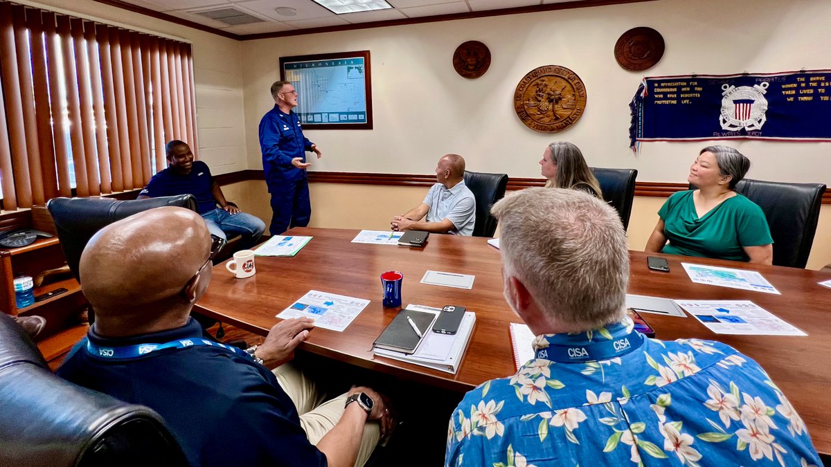 uscgfmsg's tweet photo. Earlier this month, we hosted the @DHSgov @CISAgov folks during the Guam/CNMI Regional Resiliency Assessment Program (#RRAP) discussion. Planning for our future and #cybersecurity in our ports is vital.
More: https://t.co/btDDxDXeFu
#USCGFMSG #defensereadiness #maritime https://t.co/on5bciNV93