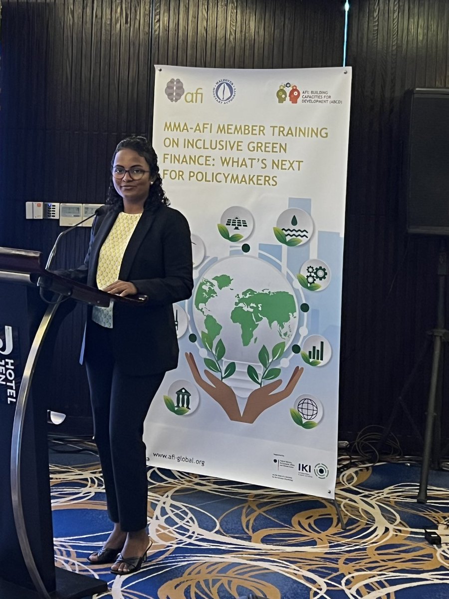 “The number you need to incorporate into the financial systems, is 1.5. 1.5 degrees needs to be built into all decisions, also in the financial sector.” Maldives Minster of Environment <a href="/anuahsa/">Shauna Aminath 🎈❓</a> opening <a href="/MMA_Maldives/">MMA</a> &amp; <a href="/NewsAFI/">Alliance for Financial Inclusion (AFI)</a> #inclusivegreenfinance member training <a href="/iki_germany/">IKI Germany</a>