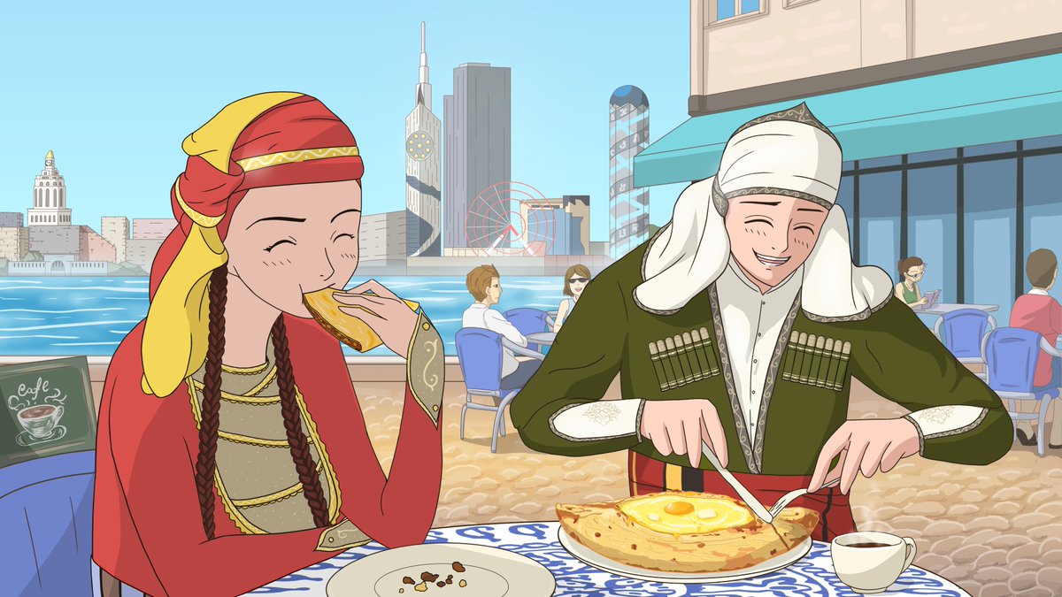supraweb3's tweet photo. バトゥミは夏のジョージの中心地と言われている海水浴と娯楽が楽しめる街です☀️

クラシックからテクノまでジャンルを問わず多くの音楽フェスティバルが開催されます🕺🏻

また、その形から別名「チーズボート」とも呼ばれる名物アチャラ風ハチャプリを目当てに来るお客様も少なくありません🍽️

#Batumi https://t.co/rpXQwJHoGh