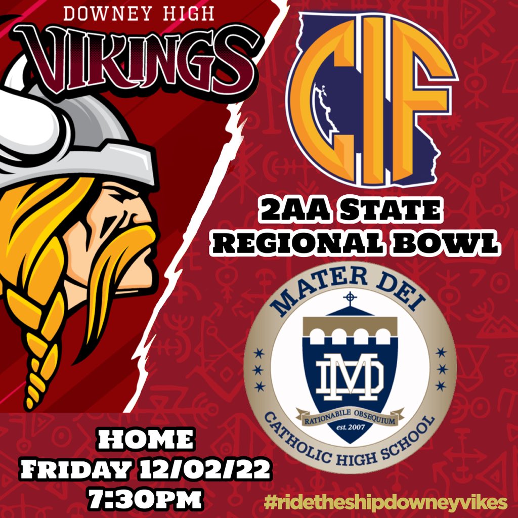 dvikesfootball's tweet photo. Vikings are headed to the 2AA State Regional Bowl! This Friday your Vikings take on Mater Dei Catholic HS Friday at 7:30pm at Allen Layne Stadium. Please click the link in bio to buy your tickets! https://t.co/h48exH9Bzs