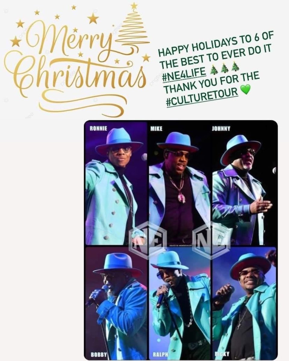 NewEditionLive's tweet photo. #NEFanHolidayGreetings -- Greetings from fan @mrsjones1179:
"Happy Holidays to six of the best to ever do it! Happy holidays to my faves New Edition!! #NE4Life #All6 🎄🎄🎄
Thank you for the #CultureTour 💚" https://t.co/XlYzMX8QVJ