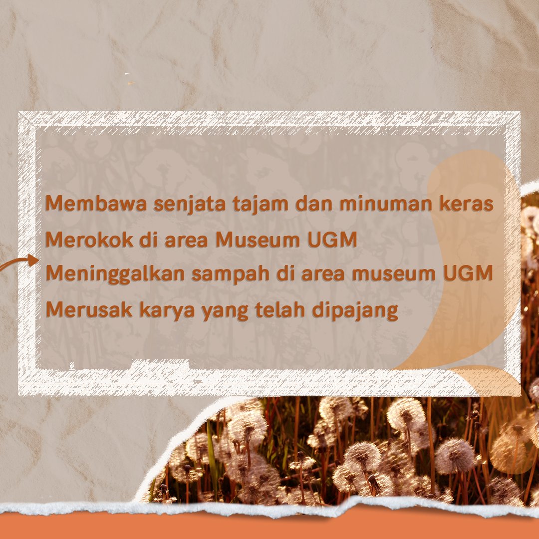 PaletUgm's tweet photo. [ Do's &amp; Don't PALET UGM ]

Siapa yg ngga sabar biat pameran date atau melihat lukisan lukisan indah yang memanjakan mata wuuuuuu

Untuk menjaga kelancaran acara pameran, tentunya ada aturan-aturan simple yang harus ditaati. Pokoknya aturannya sederhana aja kok. https://t.co/wHNz1tQkLk