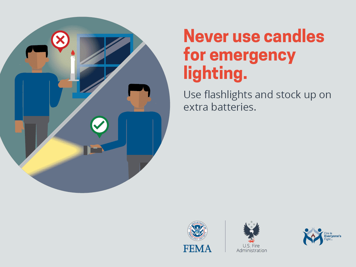 mcfrs's tweet photo. 🔦Candles are...dangerous. If your power is out, use flashlights or other battery-powered lights if possible, instead of candles. #besafe @mcfrs @PepcoConnect https://t.co/u5TscsTriJ