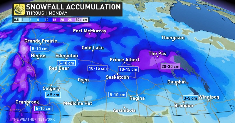 weathernetwork's tweet photo. More snow is expected on the Prairies before two waves of frigid air roll in. #PRStorm #PRSnow #PRwx