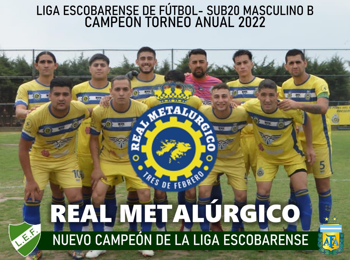ligaescobarok's tweet photo. 🏆¡Real Metalúrgico campeón del Torneo Anual 2022!⚽

🟡 Real Metalúrgico se coronó campeón del Torneo Anual Sub-20 2022 de la segunda división de la Liga Escobarense de Fútbol masculino. https://t.co/SxXI2oK8PA