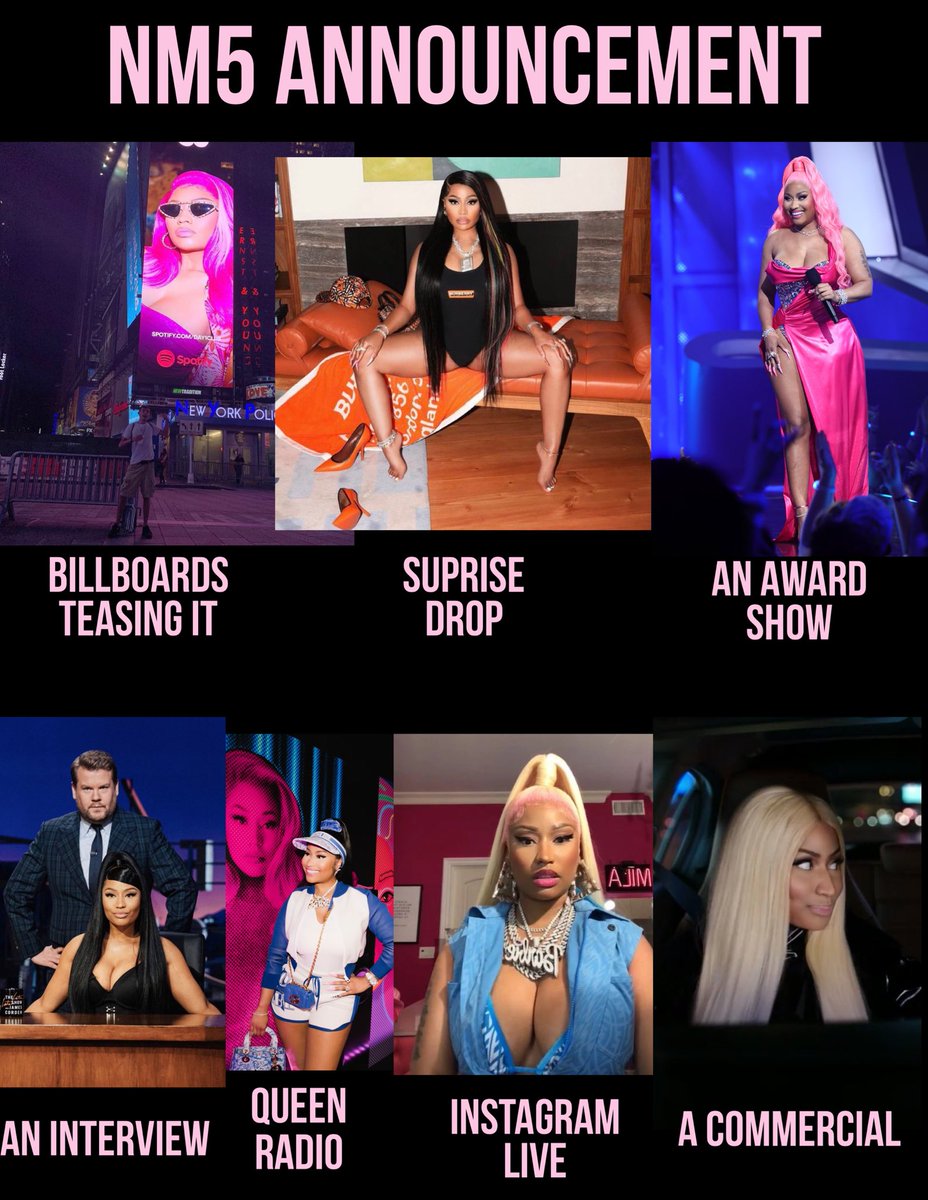 HARDWHlTE's tweet photo. If you had to pick how Nicki announced her upcoming album, what would you pick? https://t.co/NYojhhYdm4