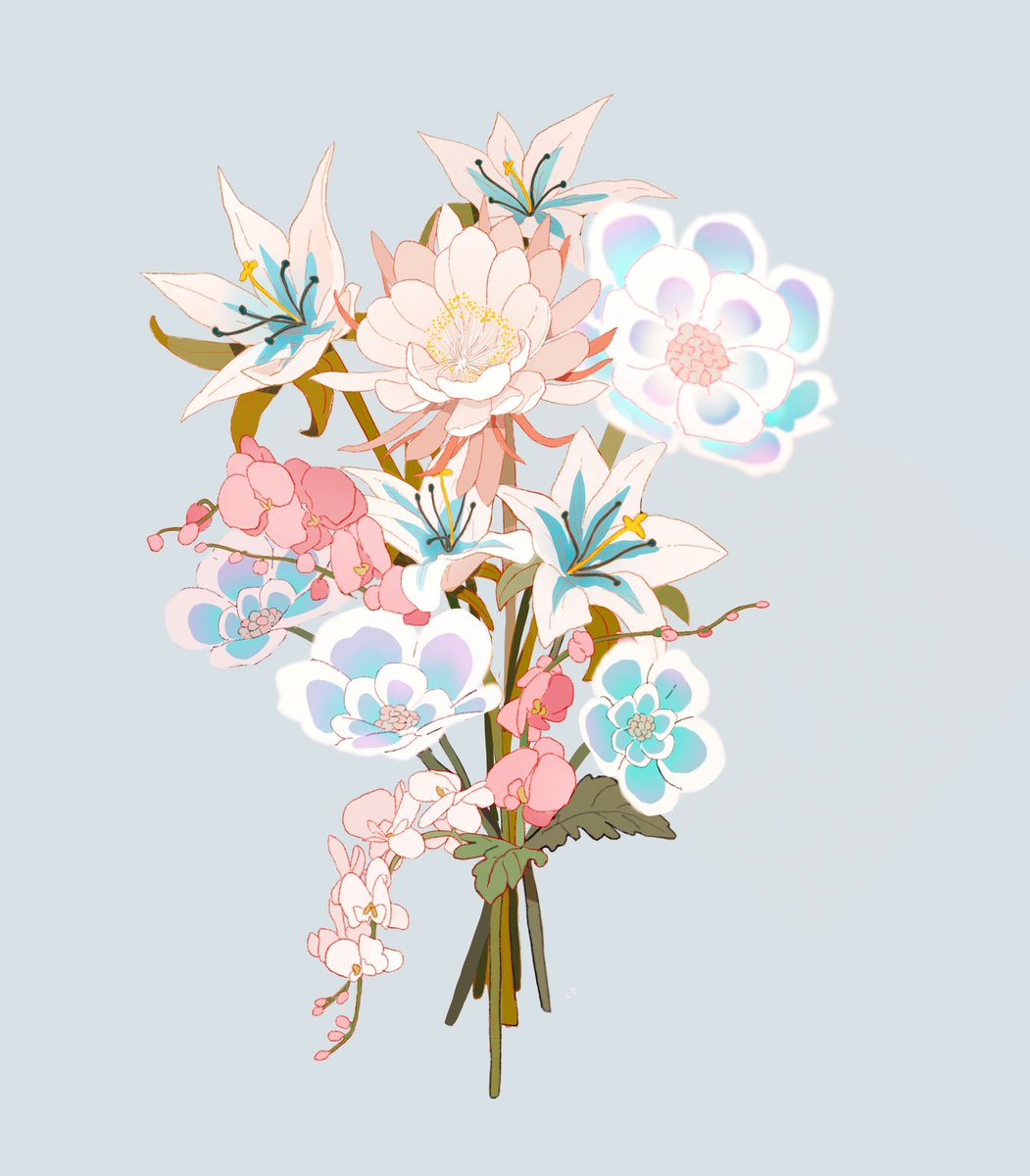 LibbyFrame's tweet photo. Soft fantasy bouquet commish https://t.co/mc8MsKC3VN
