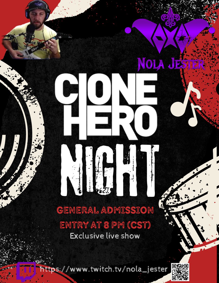jester_nola's tweet photo. What’s up everybody? Wanna see the World’s Okayest Clone Hero player? I will be streaming tonight around 8pm (cst)! Stop in and enjoy some tunes!
https://t.co/FTNoAgkuhy
See y’all in the chat!
#CloneHero #guitarhero #music #gamer #expertmodeonly #smallstreamer #twitch https://t.co/vCEouv9lc0