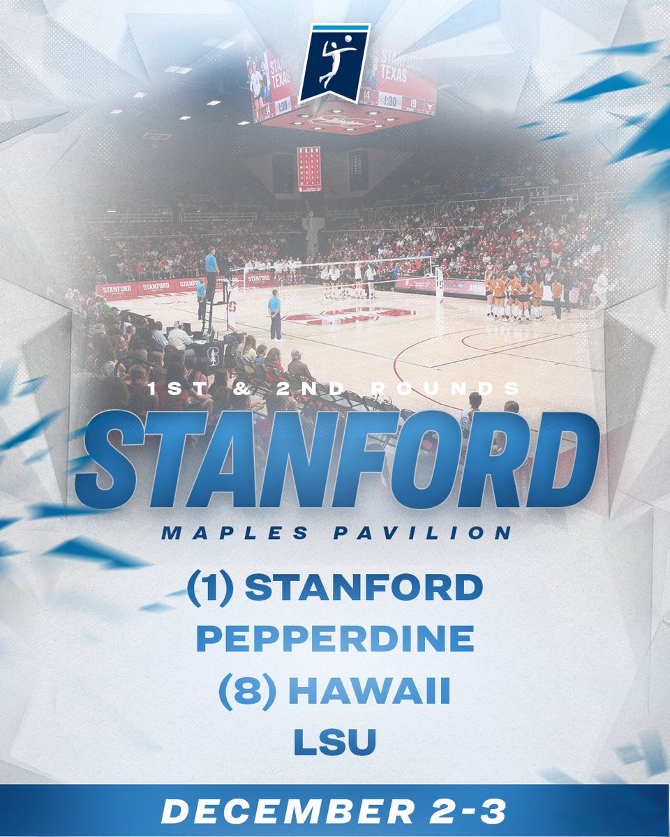 𝟏𝐬𝐭 &amp; 𝟐𝐧𝐝 𝐑𝐨𝐮𝐧𝐝𝐬
📍 Stanford, CA
📅 Dec. 2-3

(8) <a href="/HawaiiWVB/">Hawaii W. Volleyball</a>
🆚
<a href="/lsuvolleyball/">LSU Volleyball</a>
 
@WavesVolleyball
🆚
(1) <a href="/StanfordWVB/">Stanford Women's Volleyball</a>

#NCAAWVB