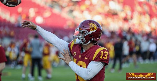 Comparing #USC quarterback Caleb Williams to previous Heisman QB’s:

Palmer (‘02) - 13 G, 63.2% Comp%, 3,942 yds, 37 total TD’s, 10 INT’s

Leinart (‘04) - 13 G, 65.7% Comp%, 3,815 yds, 31 total TD’s, 8 INT’s

Williams (‘22) - 12 G, 65.8% Comp%, 3,712 yds, 44 total TD’s, 3 INT’s