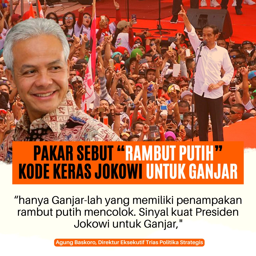 ayamhitamv's tweet photo. Pakar menilai ungkapan rambut putih Jokowi itu sebagai kode keras dukungan untuk Ganjar Pranowo.

#SiBiruBiru | #jodohditanganantono | #PrankGBK | Relawan | Gavin | Spain | Belgia | Kapolres | Spanyol | China https://t.co/WbThpgcTI9